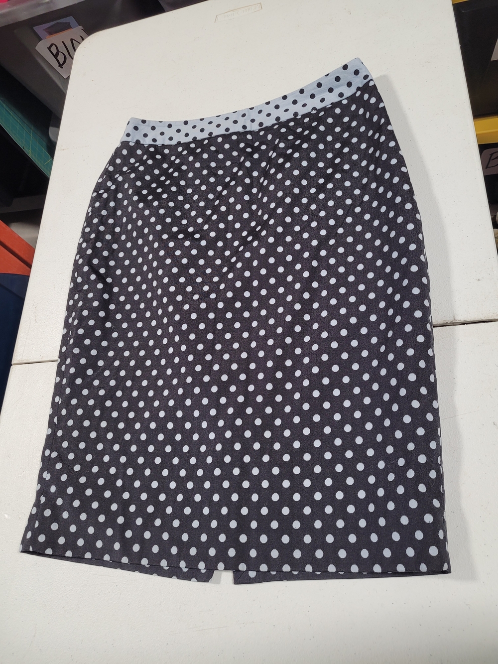 The Limited Black Pencil Skirt with White Polka Dots